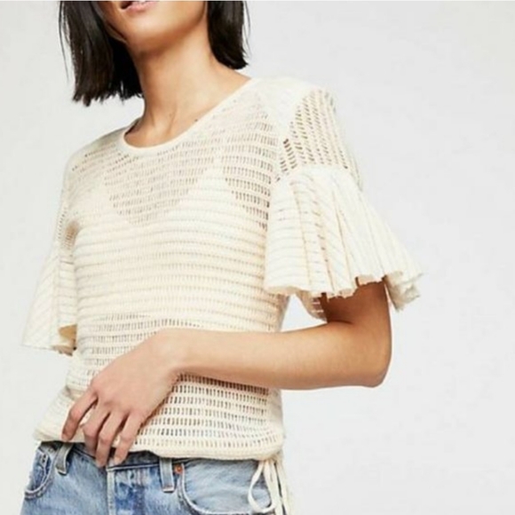 Free People NWT babes only cream open knit sweater - Picture 1 of 12